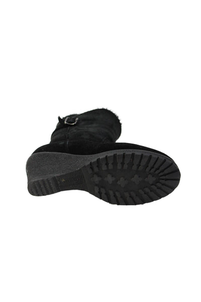 La Canadienne Womens Suede Platform Boots Black Size 7.5M