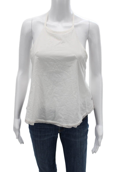Lululemon Womens High Neck Sleeveless Camisole Zip White Nylon Blend Size S