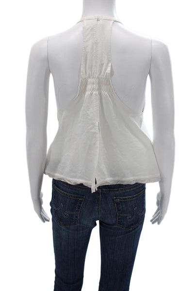 Lululemon Womens High Neck Sleeveless Camisole Zip White Nylon Blend Size S