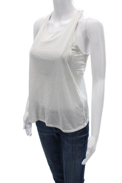 Lululemon Womens White Sleeveless Round Neck Tank Nylon Blend Size S