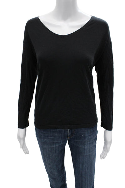 Lululemon Womens Basic V-Neck Long Sleeve T-Shirt Black Polyester Size S