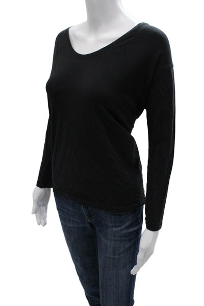 Lululemon Womens Basic V-Neck Long Sleeve T-Shirt Black Polyester Size S