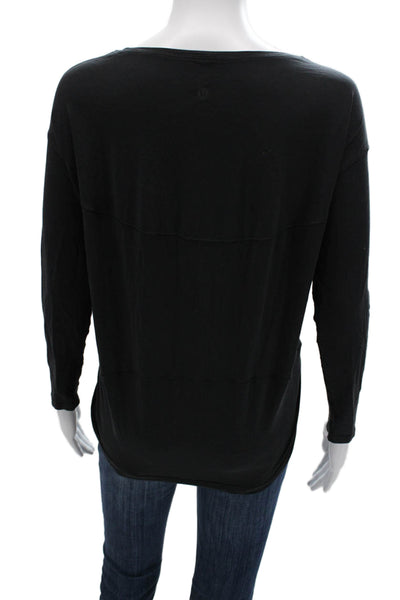 Lululemon Womens Basic V-Neck Long Sleeve T-Shirt Black Polyester Size S
