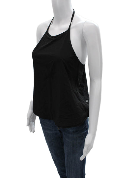 Lululemon Womens High Neck Tank Black Polyester Zip Sleeveless Size S