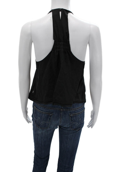 Lululemon Womens High Neck Tank Black Polyester Zip Sleeveless Size S