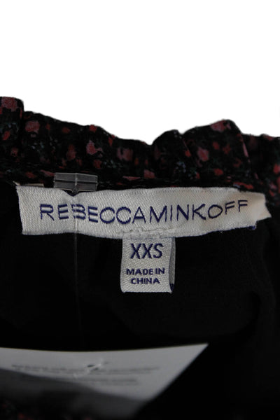 Rebecca Minkoff Women Blouson Mini Dress Black Floral Short Sleeve Size 2XS