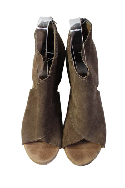 Free People Womens Suede Cut Out Detail Wooden Sole Heels Brown Size 7
