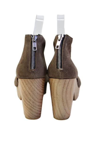 Free People Womens Suede Cut Out Detail Wooden Sole Heels Brown Size 7