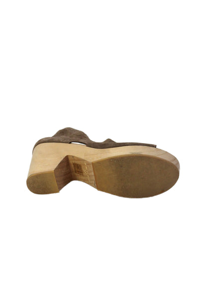 Free People Womens Suede Cut Out Detail Wooden Sole Heels Brown Size 7