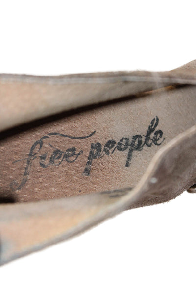 Free People Womens Suede Cut Out Detail Wooden Sole Heels Brown Size 7