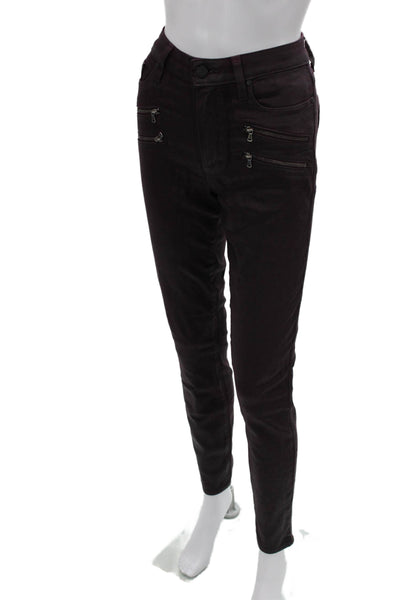 Paige Women Purple Biker Jeggings Mid Rise Button Fly Size 28