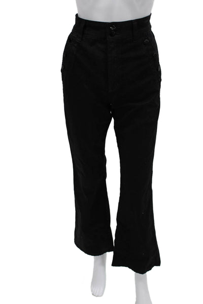 Joes Womens Black High Rise Solid Cotton Stretch Pants 90s Button Size 28