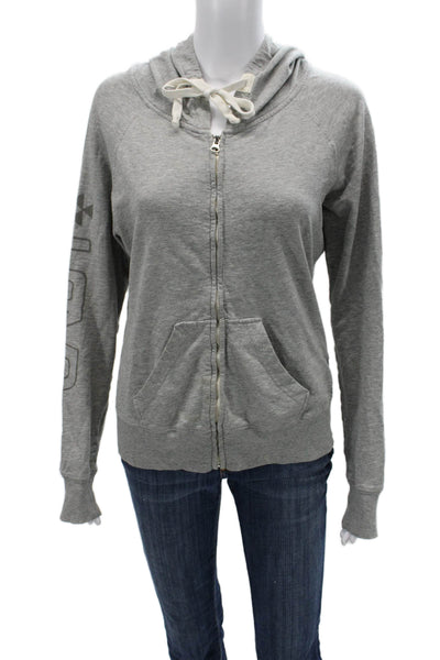 291 Womens Full Zip Hoodie Gray Supima Cotton Hippie Graphic Drawstring Size M