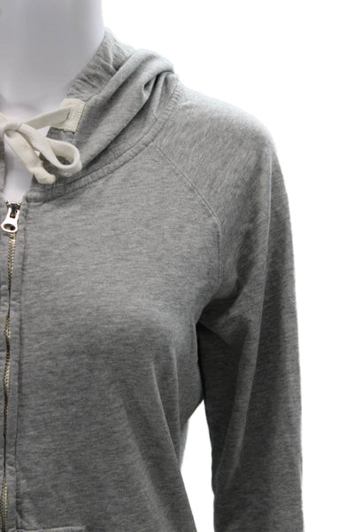 291 Womens Full Zip Hoodie Gray Supima Cotton Hippie Graphic Drawstring Size M