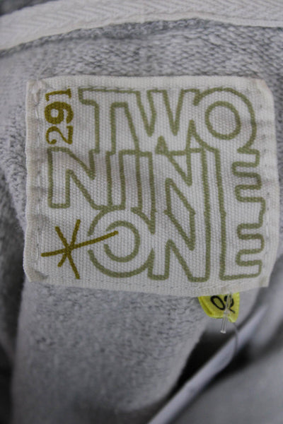 291 Womens Full Zip Hoodie Gray Supima Cotton Hippie Graphic Drawstring Size M