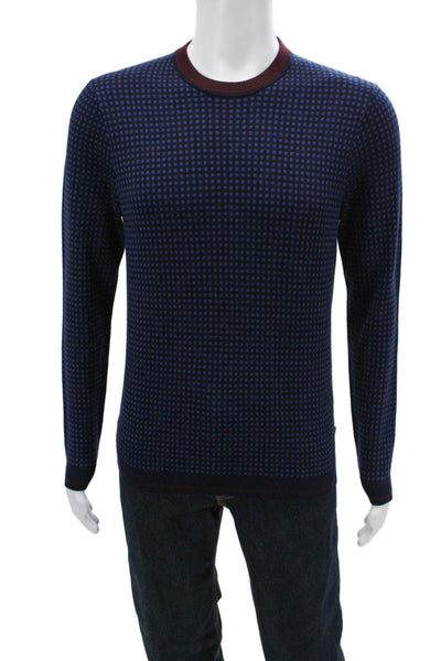 Ted Baker London Mens Dark Blue Geometric Crew Neck Pullover Sweater Size 3XL