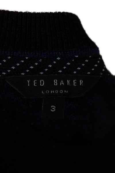 Ted Baker London Mens Dark Blue Geometric Crew Neck Pullover Sweater Size 3XL