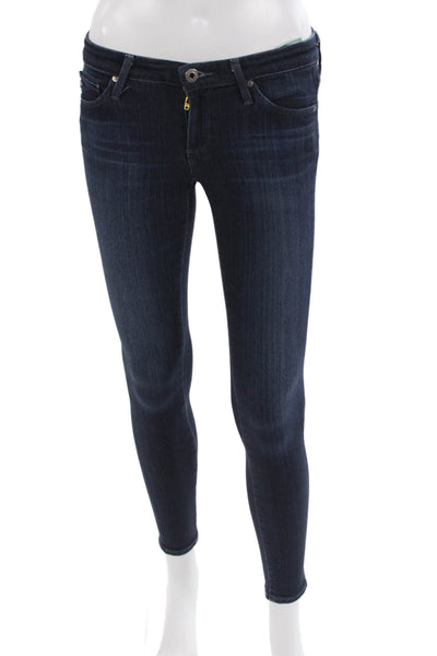 AG Adriano Goldschmied Women Ankle Skinny Jeans Dark Blue Petite Size 24