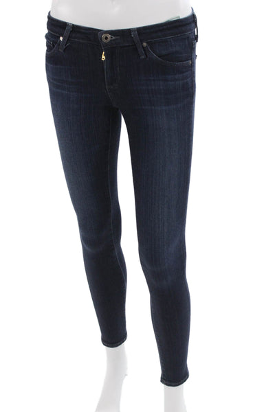 AG Adriano Goldschmied Women Ankle Skinny Jeans Dark Blue Petite Size 24