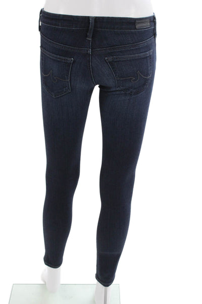 AG Adriano Goldschmied Women Ankle Skinny Jeans Dark Blue Petite Size 24