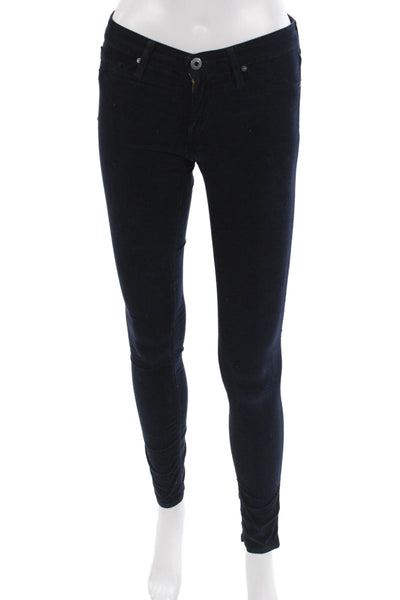 AG Adriano Goldschmied Women Skinny Jegging Dark Blue Cotton Lycra Size 24