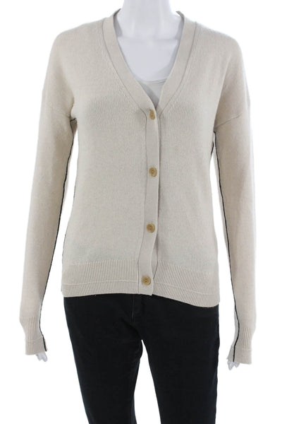 Maria McManus Unisex Cardigan Beige V-Neck Button Cashmere Cotton Size XS