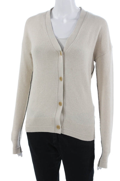 Maria McManus Unisex Cardigan Beige V-Neck Button Cashmere Cotton Size XS
