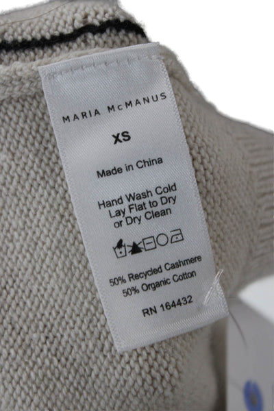 Maria McManus Unisex Cardigan Beige V-Neck Button Cashmere Cotton Size XS