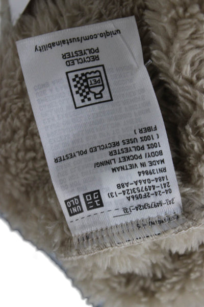 Uniqlo Womens High Neck Zip Jacket Beige Recycled Polyester Size 2XS