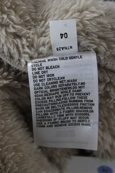 Uniqlo Womens High Neck Zip Jacket Beige Recycled Polyester Size 2XS