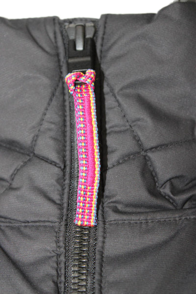 The North Face Womens Puffer Quilted Vest Black High Neck Drawstring Size XS