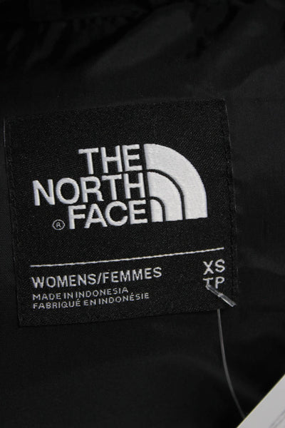 The North Face Womens Puffer Quilted Vest Black High Neck Drawstring Size XS