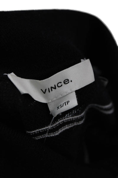 Vince Women Petite Black Striped Collared Cotton Polo 3/4 Sleeve Size XS