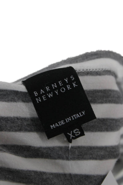 Barneys New York Women Gray Striped 3/4 Sleeve Jersey T-Shirt Size XS