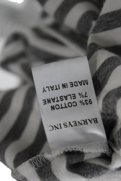 Barneys New York Women Gray Striped 3/4 Sleeve Jersey T-Shirt Size XS