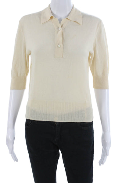 Joie Unisex Beige Collared Pullover Sweater Poly Cotton 3/4 Sleeve Size 2XS