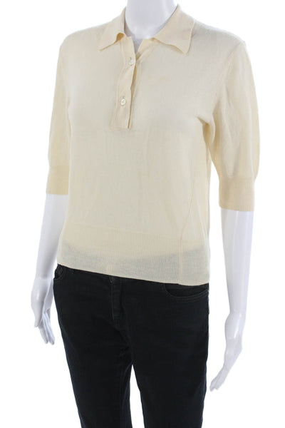 Joie Unisex Beige Collared Pullover Sweater Poly Cotton 3/4 Sleeve Size 2XS