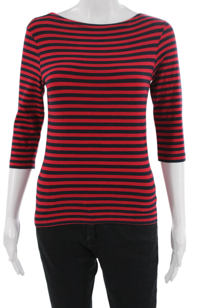 Barneys New York Women Striped 3/4 Sleeve T-Shirt Dark Blue Size XS