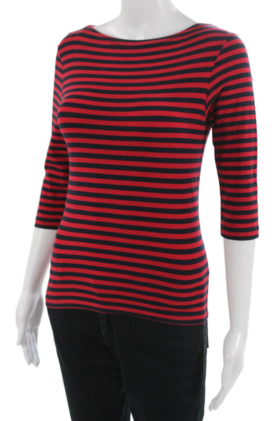 Barneys New York Women Striped 3/4 Sleeve T-Shirt Dark Blue Size XS
