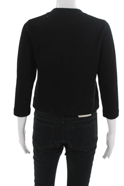 Vince Women Black Crew Neck 3/4 Sleeve Button Cardigan Size XS