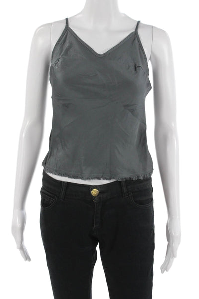 Nation LTD Women Cropped V-Neck Camisole Dark Gray Viscose Size XS