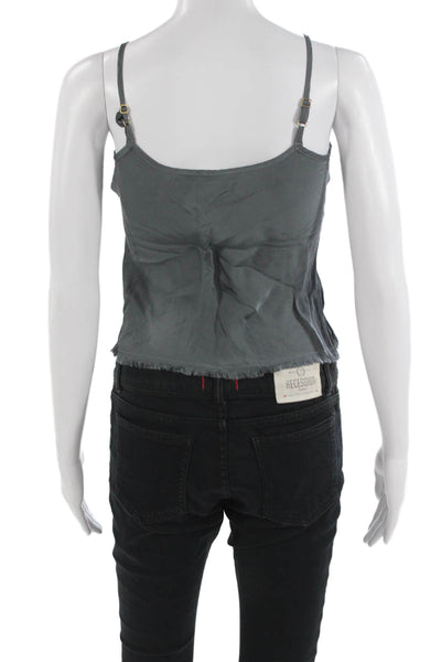 Nation LTD Women Cropped V-Neck Camisole Dark Gray Viscose Size XS