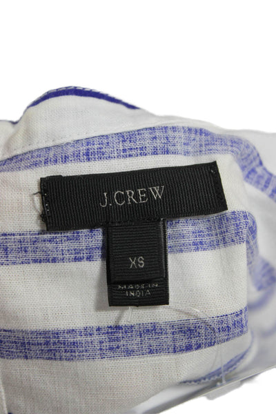 J Crew Womens Shift Shirt Dress Blue Striped V-Neck Short Sleeve Cotton Size XS