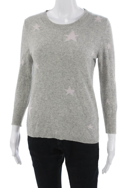 J Crew Unisex Gray Cashmere Crew Neck Stars Pullover Sweater Long Sleeve Size S