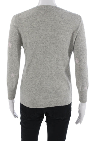J Crew Unisex Gray Cashmere Crew Neck Stars Pullover Sweater Long Sleeve Size S