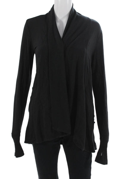 Athleta Unisex Cardigan Black Modal Spandex Long Sleeve Size 2XS