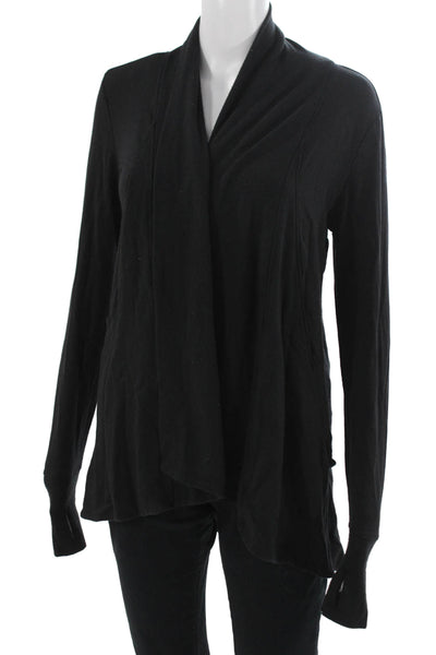 Athleta Unisex Cardigan Black Modal Spandex Long Sleeve Size 2XS