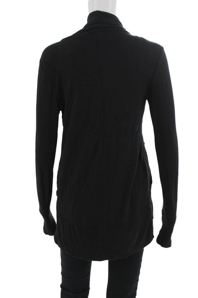 Athleta Unisex Cardigan Black Modal Spandex Long Sleeve Size 2XS