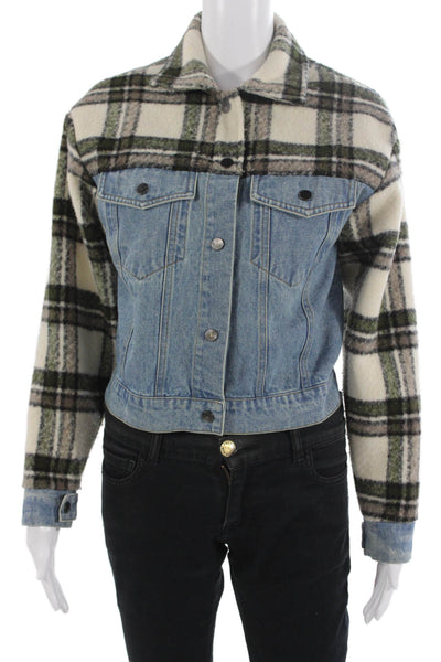 Vintage Havana Unisex Plaid Collared 100% Cotton Button Jacket Size L