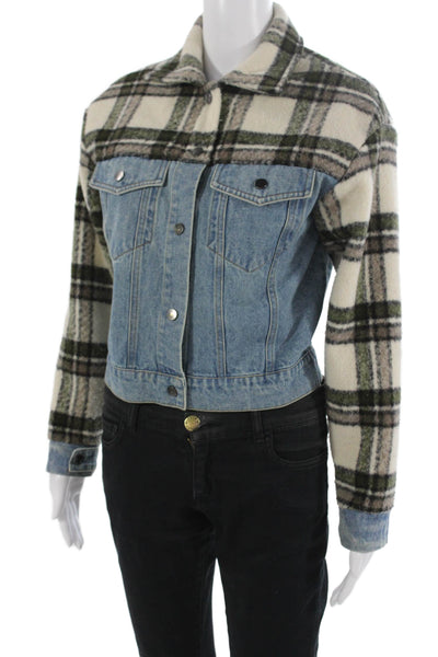 Vintage Havana Unisex Plaid Collared 100% Cotton Button Jacket Size L